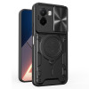 Чехол со шторкой камеры CD фактурой и подставкой на Xiaomi Poco M7 4G 169mm — чёрный