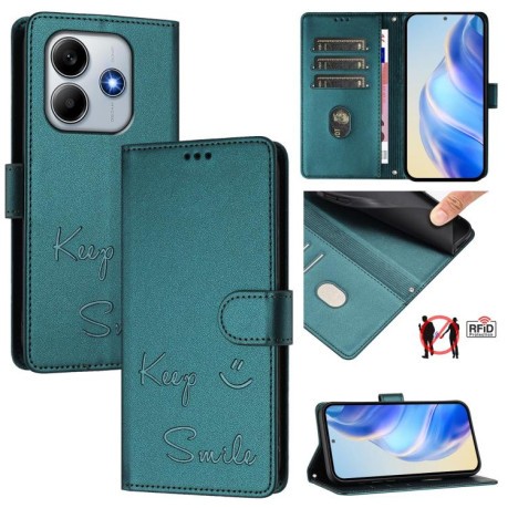 Чехол-книжка Smile Embossing RFID Leather для Xiaomi Poco M7 Pro 5G - Green