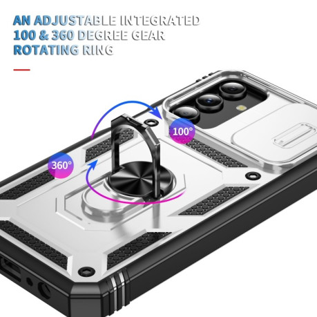 Противоударный чехол Sliding Camshield для Samsung Galaxy S24 5G - White+Black