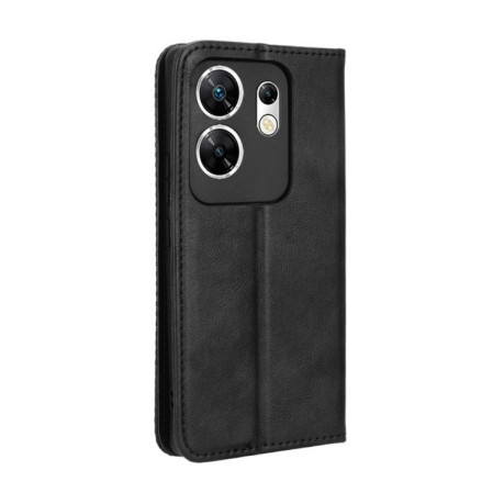 Чехол-книжка Magnetic Buckle Retro Crazy Horse Texture на Infinix Zero 30 4G - черный