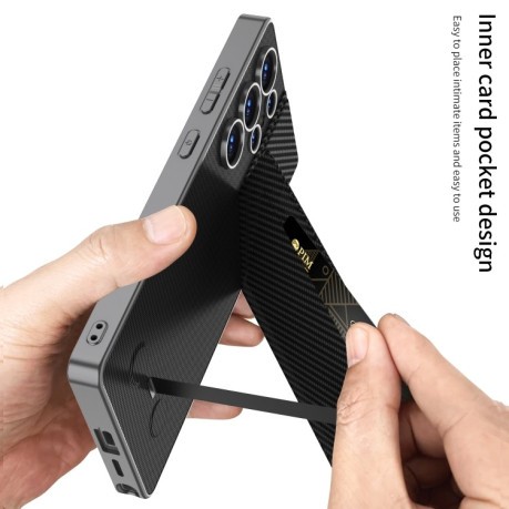 Протиударний чохол GKK Rotor Bracket Recessed Card Bag Full Coverage для Samsung Galaxy S25 Ultra 5G - фіолетовий
