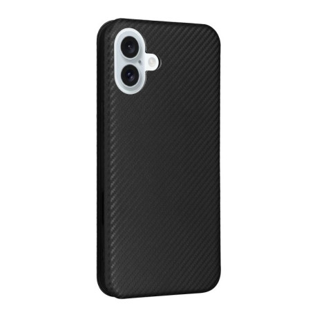 Чехол-книжка Carbon Fiber Texture на iPhone 16 - черный