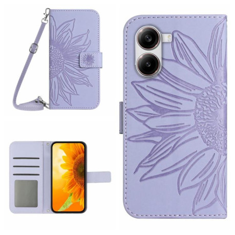 Чехол-книжка Skin Feel Sun Flower для Xiaomi Poco X7 Pro - фиолетовый