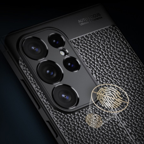 Протиударний чохол Litchi Texture на Samsung Galaxy S24 Ultra 5G - чорний