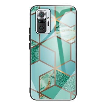Протиударний скляний чохол Marble Pattern Glass на Xiaomi Redmi Note 10 Pro / Note 10 Pro Max - Rhombus Green