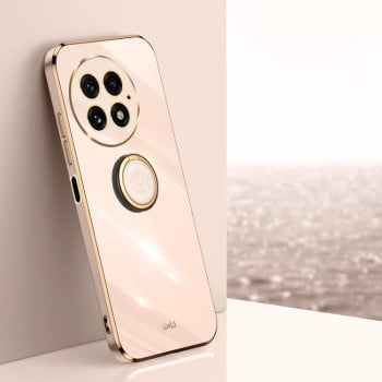 Чехол XINLI Straight Edge с держаталем-подставкой на OnePlus 13 - розовый