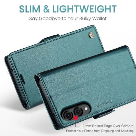 Чехол-книжка CaseMe 023 Butterfly Buckle Litchi Texture RFID Anti-theft Leather для Samsung Galaxy S25 Edge 5G - зеленый