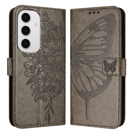 Чохол-книжка Embossed Butterfly для Samsung Galaxy S24 FE 5G - сірий