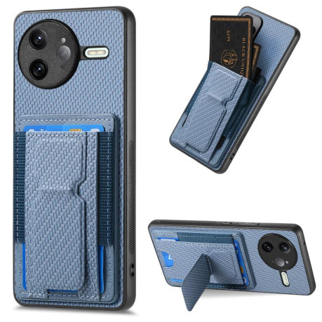 Противоударный чехол Carbon Fiber Card Bag для Redmi K80 Pro / Poco F7 Ultra - синий