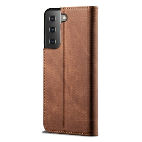 Чохол книжка Denim Texture Casual Style Samsung Galaxy S22 5G - коричневий
