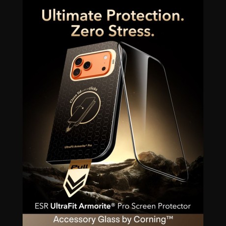 Захисне скло ESR UltraFit Armorite Pro Tempered Glass для iPhone 17 Pro Max / 18 Pro Max — чорне