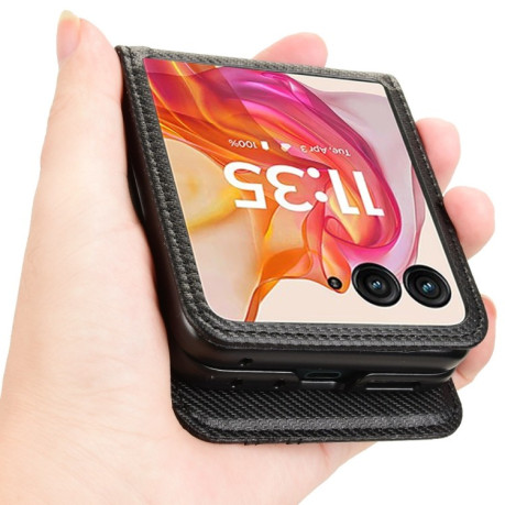 Протиударний чохол Card Slot PU Leather PC для Motorola Moto Razr 50 Ultra - чорний