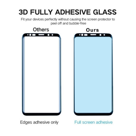 3D стекло клейкое всей поверхностью на Samsung Galaxy S9+ /G965 0.33mm 9H-черное