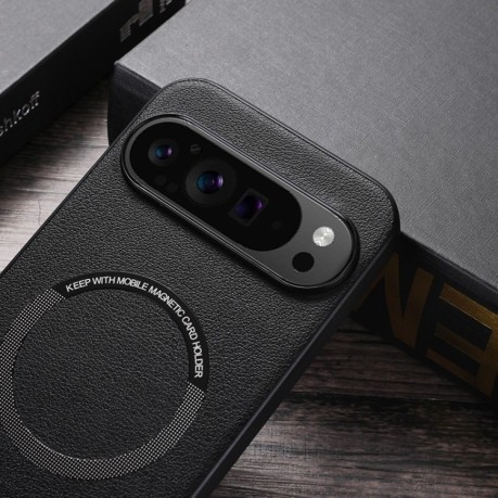 Чохол Magsafe Magnetic Ring Leather Texture для Google Pixel 9 - червоний