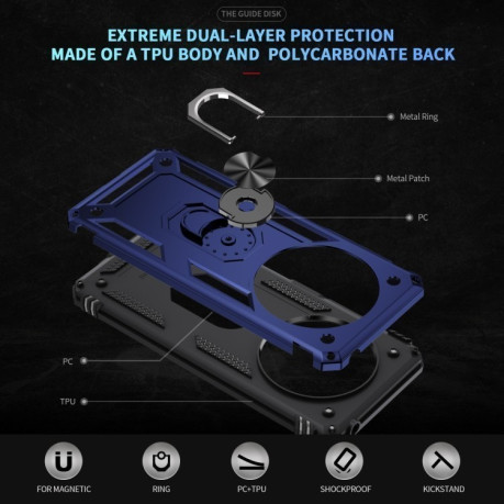 Протиударний чохол HMC 360 Degree Rotating Holder на Xiaomi Redmi 14C 4G/Poco C75/Redmi A4 5G - синій