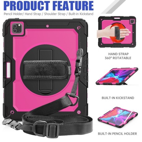 Противоударный чехол Shockproof Colorful Silicone для iPad Pro 12.9 (2020) - черно-розовый