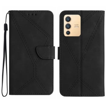 Чохол-книжка Stitching Embossed Leather для Vivo V23 5G - чорний