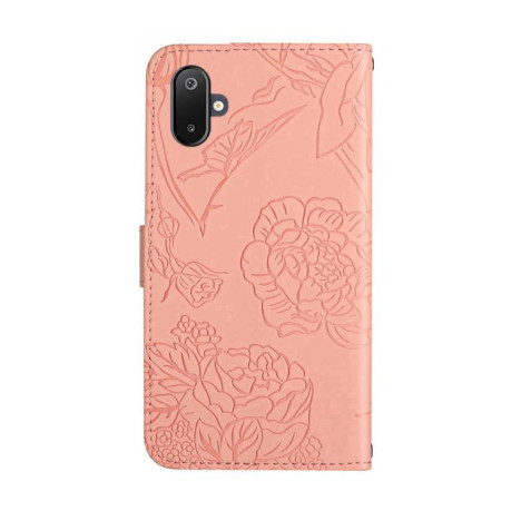 Чехол-книжка Embossed Butterfly для Samsung Galaxy M06 5G - розовый