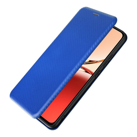 Чохол-книжка Carbon Fiber Texture на OPPO Reno12 F/12 FS 5G/4G - синій