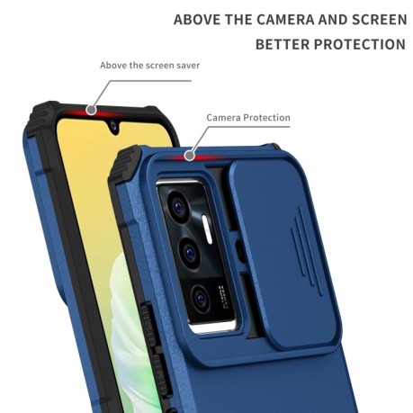 Протиударний чохол Stereoscopic Holder Sliding для Vivo V23e/S10e 5G - синій
