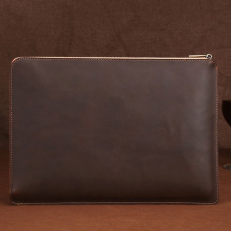 Универсальная сумка-конверт из натуральной кожи на молнии EsCase Business series для ноутбуков 12 дюймов и менее - кофейный