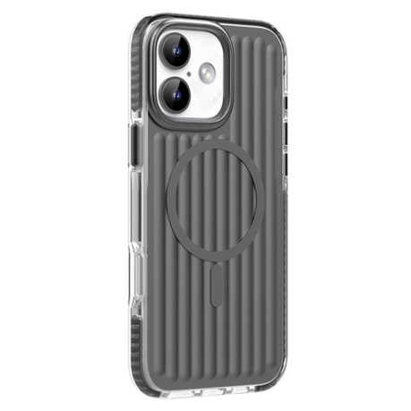 Чохол Mutural Corrugated Texture Magsafe Magnetic Shockproof для iPhone 16 - темно-сірий