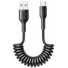 Кабель JOYROOM SA38-AC3 3A USB to USB-C / Type-C Coiled Fast Charging Data Cable, Length:1.5m - чорний