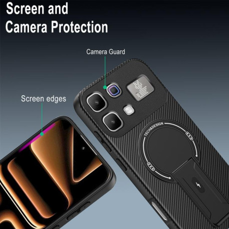 Протисударний чохол Carbon Fiber Texture (MagSafe) для Infinix Note 60 / 60 Pro 5G — червоний