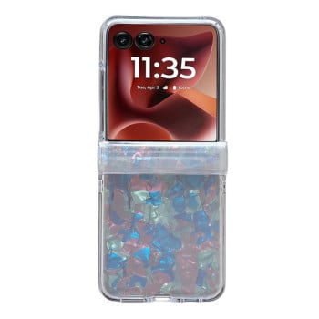 Противоударный чехол Three-piece Set Pearlescent Shell Texture на Motorola Razr 60 Ultra - бежевый