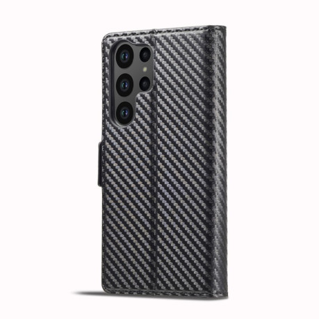 Чехол-книжка LCIMEEKE Carbon Fiber для Samsung Galaxy S25 Ultra 5G - Black