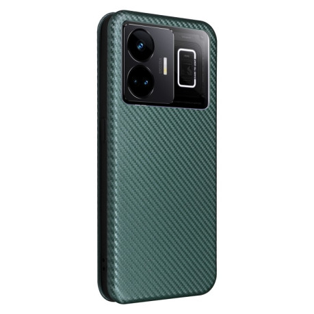 Чехол-книжка Carbon Fiber Texture на Realme GT Neo 5 5G / GT3 5G- зеленый