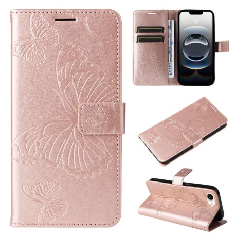 Чехол-книжка Embossed Butterfly для iPhone 16e - розовое золото