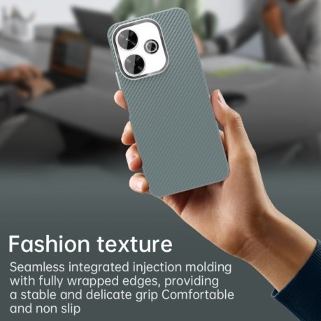Ударозащитный чехол HMC Carbon Fiber Series IMD на Xiaomi Poco M6 4G - серый