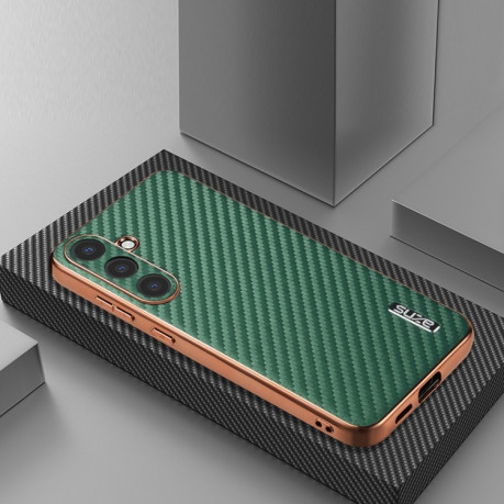 Ударозахисний чохол AZNS Electroplated Edge Carbon Fiber Texture на Samsung Galaxy S25+ 5G - зелений
