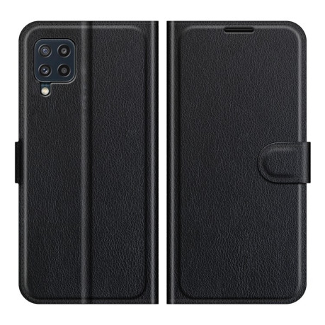 Чехол-книжка Litchi Texture на Samsung Galaxy M32/A22 4G - черный