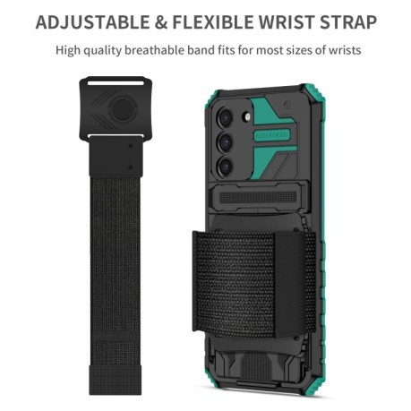 Противоударный чехол Armor Wristband для Samsung Galaxy S21 FE - зеленый