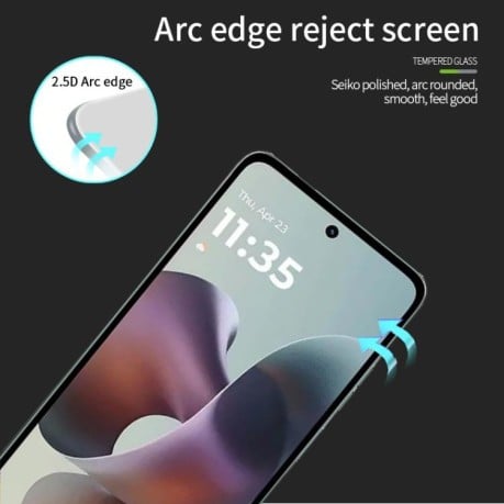 Защитное стекло PINWUYO 9H 3D Full Screen на Motorola Moto G56 - черное