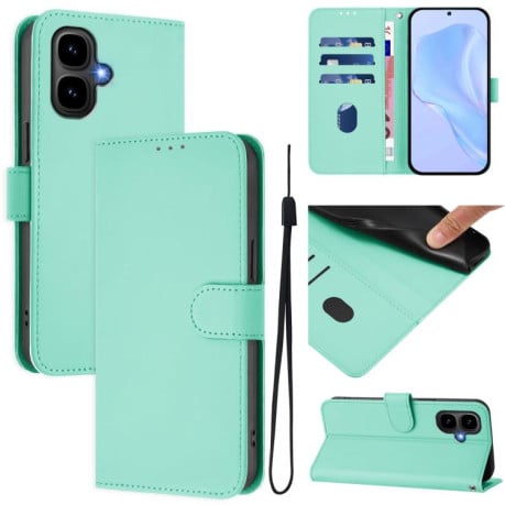 Чехол-книжка с мягким покрытием (Skin Feel) со шнурком на Infinix Smart 10 4G - зеленый