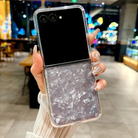 Противоударний чехол Pearlescent Shell Texture для Motorola Razr 60 Ultra - рожевий