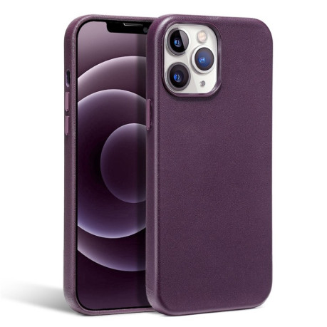 Кожаный противоударный чехол R-JUST Cowhide для iPhone 13 Pro Max - фиолетовый