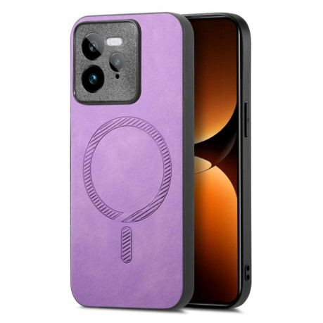 Чехол Retro MagSafe Magnetic PU на Realme GT7 Pro - фиолетовый