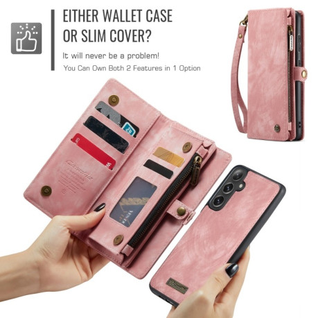 Чехол-кошелек CaseMe 008 Series Zipper Style на Samsung Galaxy S24 FE 5G - розовый