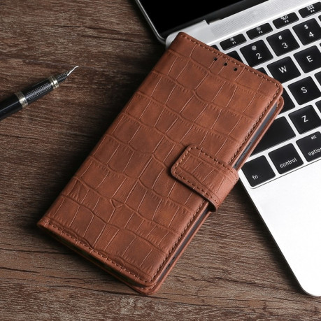 Чехол-книжка Skin Feel Crocodile Texture для Vivo V25 5G/V25e 5G/X80 Lite - коричневый