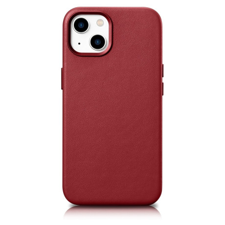 Шкіряний чохол iCarer Genuine Leather (MagSafe) для iPhone 14 Plus - червоний