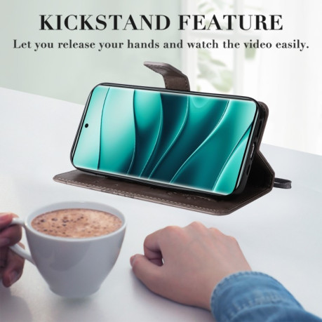 Чохол-книжка Embossed Butterfly для Xiaomi Redmi Note 14 Pro / 14 Pro+ 5G - сірий