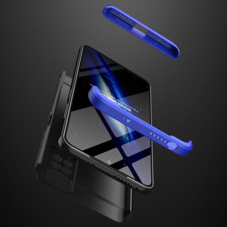 Противоударный чехол GKK Three Stage Splicing на Xiaomi Redmi Note 11S / 11 Global - черно-синий