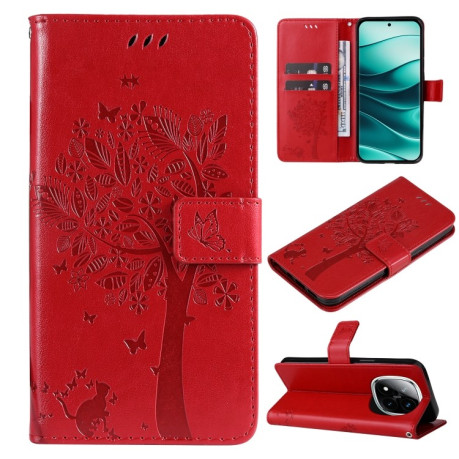 Чохол-книжка Happy Cat Pattern для Xiaomi Redmi Note 14 Pro / 14 Pro+ 5G - червоний