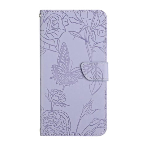 Чохол-книжка Butterfly Peony Embossed для OnePlus 13 - фіолетовий