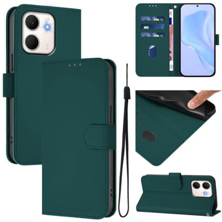 Чехол-книжка с мягким покрытием (Skin Feel) со шнурком на OPPO A5X 4G / 5G Global - зеленый