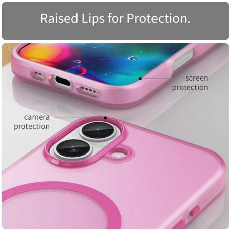 Протиударний чохол MagSafe Frosted Translucent TPU+PC для iPhone 17 - рожевий